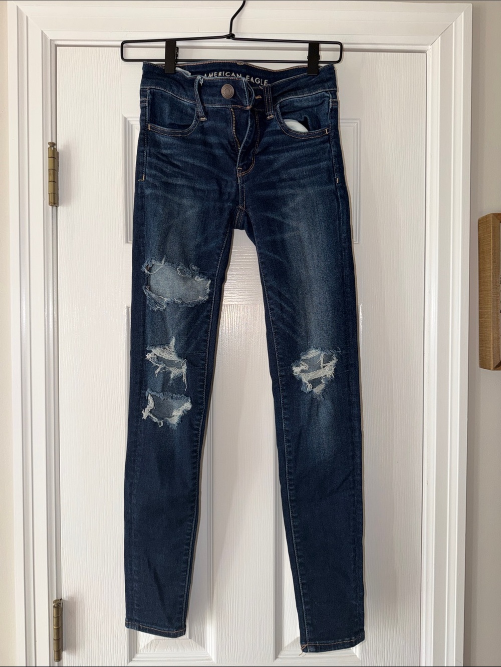 American Eagle Outfitters Dark Indigo Distressed Jeggings